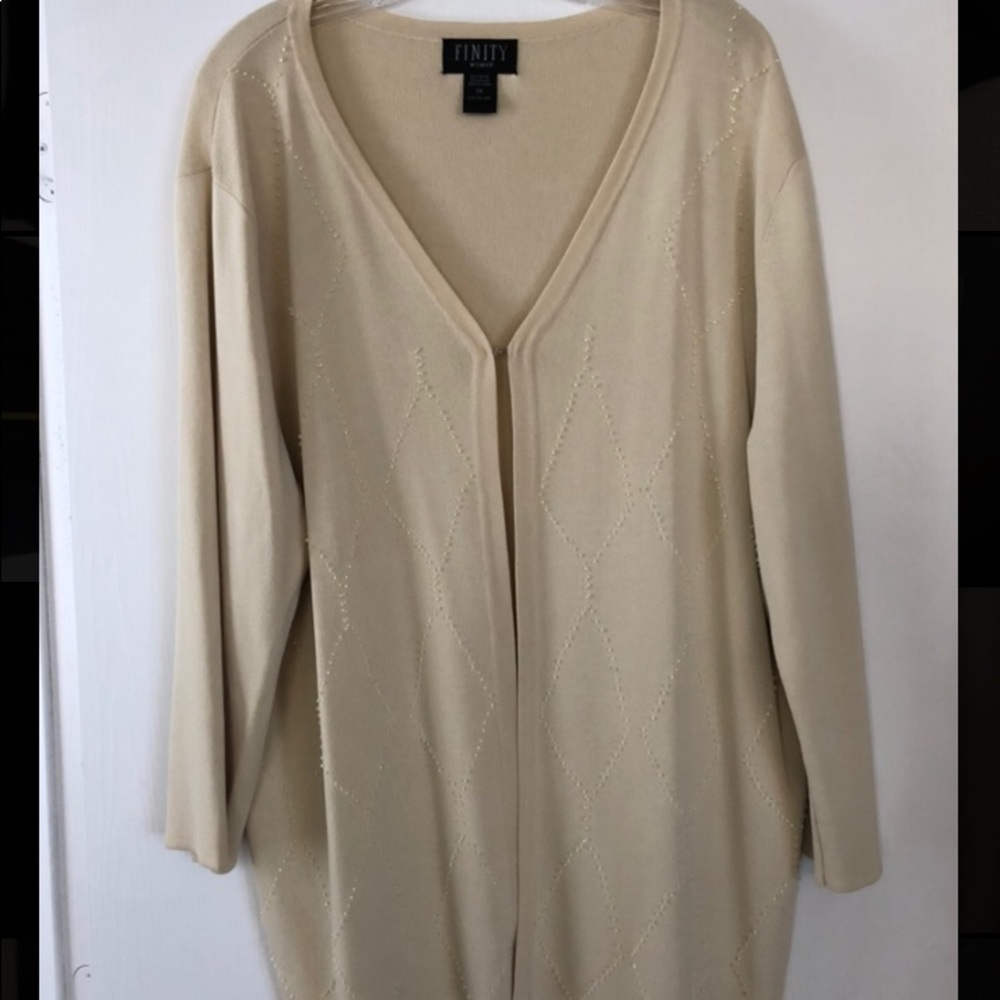 Finity Plus Women’s Long Sleeve Faux-Pearl Sweater